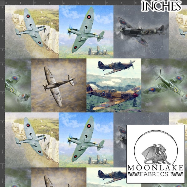 WW2 Planes, Spitfires Avro Lancaster Hurricanes 100% Light Quality Cotton 130gsm Poplin *exclusive* Size: 111.39cm wide (44 inches)