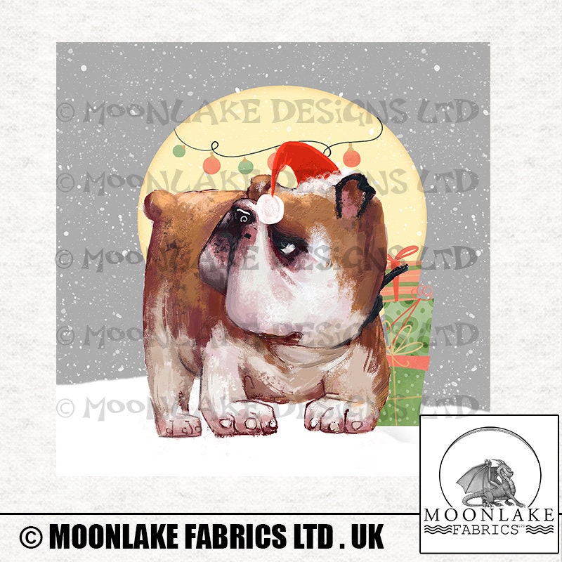 Fabric Quilting SewingCraft Panel Bulldog Christmas Fabric Quilting SewingCraft Panel Bulldog Christmas