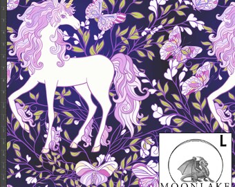 Unicorns Morris Style 100% Quality Light Cotton 130gsm Size: 111.39cm wide (44 inches)