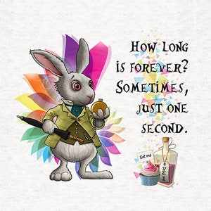 Alice Wonderland Cartoon Weißer Hase. Stoff | Stoff Bastelplatten 100% Baumwolle oder Polyester