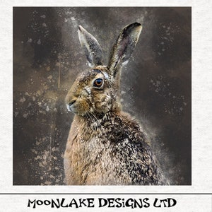 Hase, dunkler Hase, Grunge-Splatter | Stoff Handwerk Panels 100 % Baumwolle oder Polyester