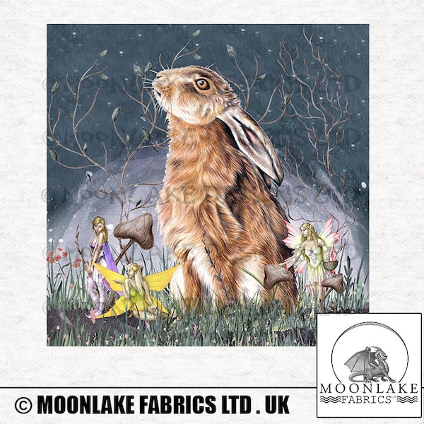 Fairy Hares Fabric Craft Panels in 100% Cotton or Polyester