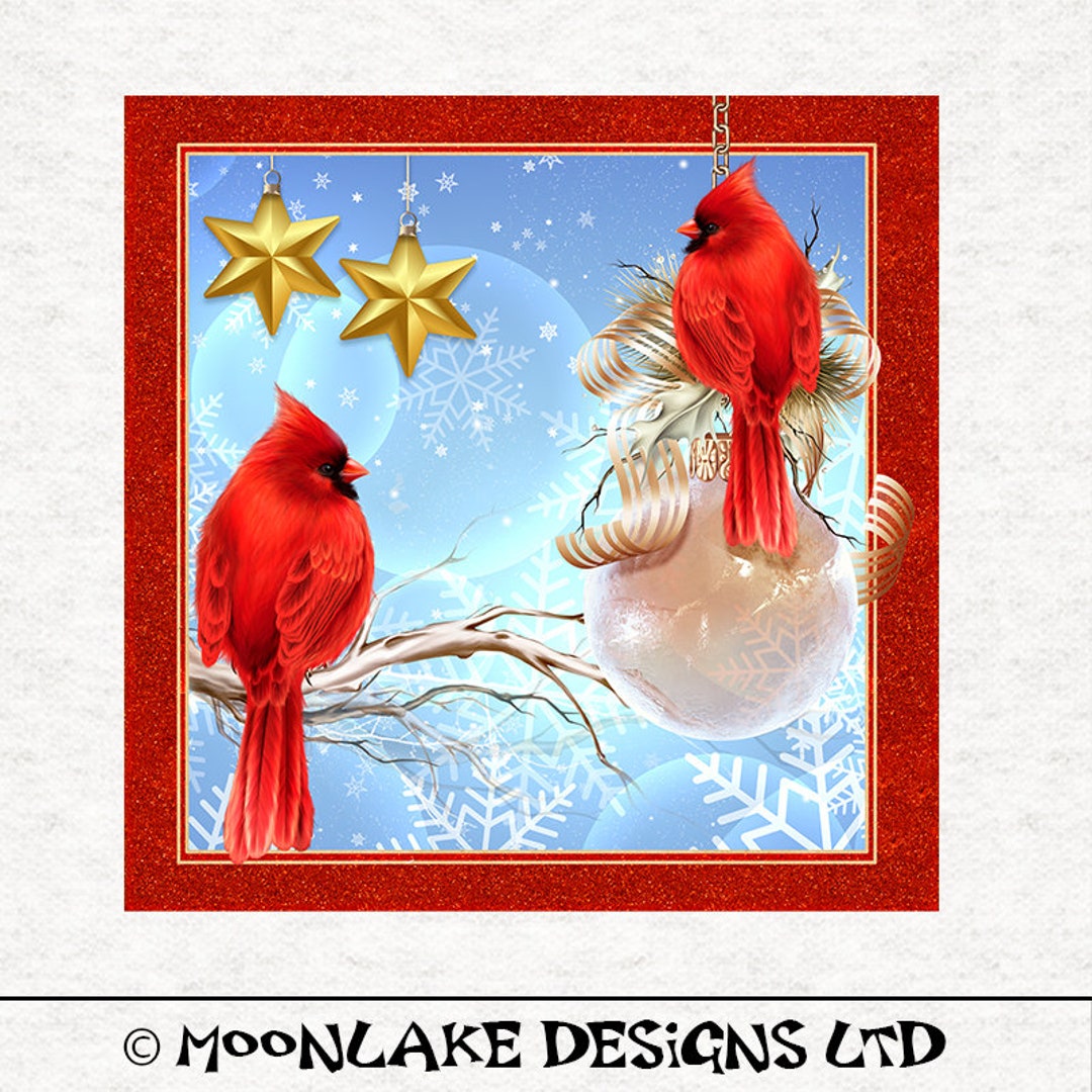 Red Cardinal, Winter , Christmas Fabric Craft Panels 100% Cotton or ...