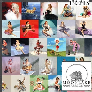 Vintage Retro Pin Up Girls Repeat Fabric 100% Quality Cotton Poplin Fabric *Exclusive* -Size: 111.39cm wide (44 inches)