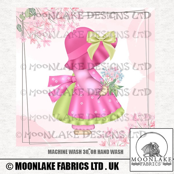 Little Bonnet Girls, Two styles,  Fabric Craft Panels in 100% Cotton or Polyester