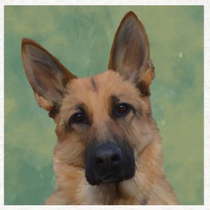 Alsatian Dog, Oil and chalk print | Quilting| Sewing | Craft | Printed Fabric Panels -