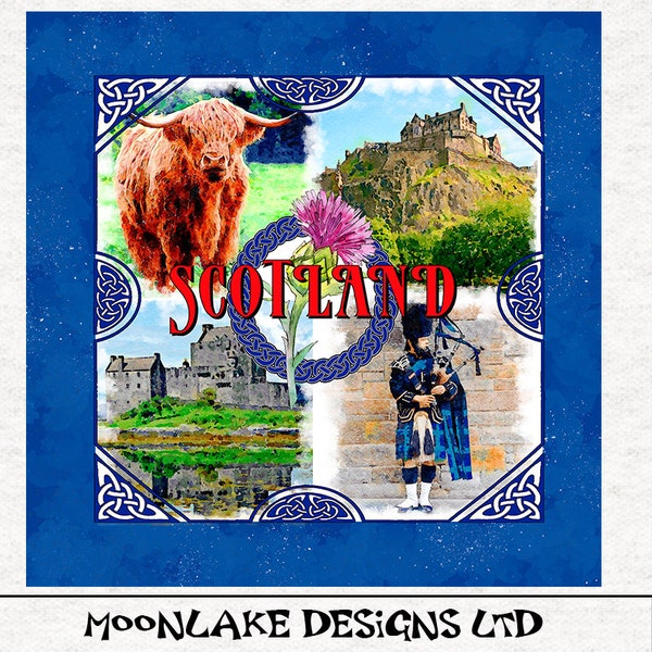 Scotland Tourist Type Fabric| |Scotland | Upholstery | Sewing | Craft | Fabric Craft Panels in 100% Cotton or Polyester