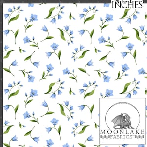 Ditsy Bluebell Fabric 100% Quality Light Cotton 130gsm Poplin *exclusive* - Size: 111.39cm wide (44 inches)