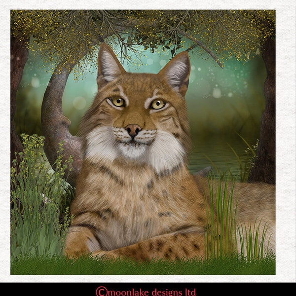 Lynx in a forest.  | |Fabric Craft Panels in 100% Cotton or Polyester