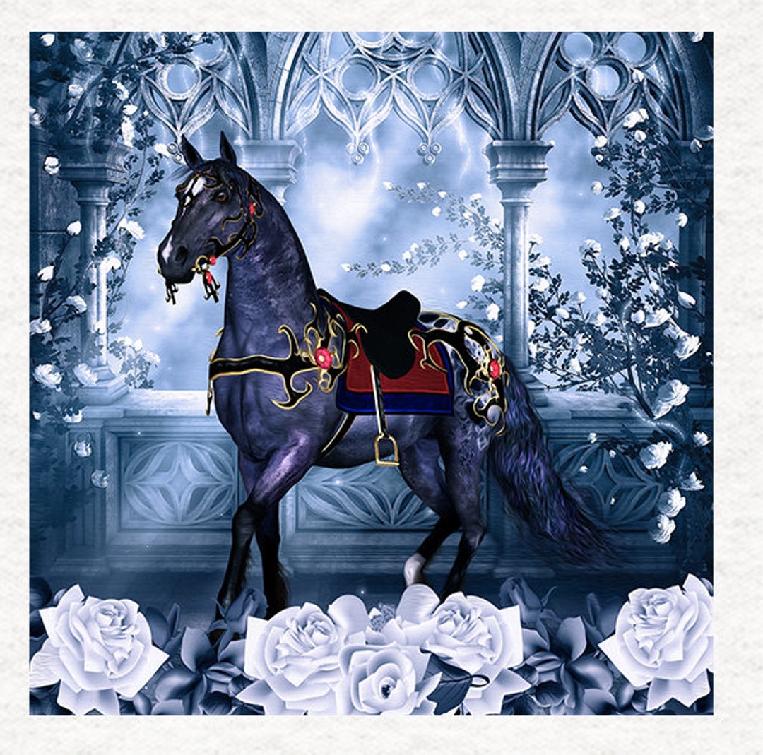 Horse, Beautiful Gothic, Fabric Craft Panels in 100% Cotton or