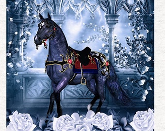 Horse, Beautiful Gothic, Fabric Craft Panels in 100% Cotton or Polyester