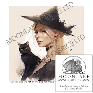 Blond Witch with choker necklace 100% Natural Cotton or 290gsm thick soft Polyester Fabric Panel Squares