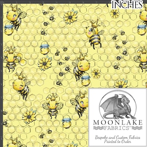 Queen Bee Floral and Honeypot Fabric 100% Cotton 130gsm -Size: 111.39cm wide (44 inches)