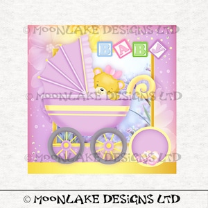 Neue Baby Pram Bär rosa | Stoff Handwerk Panels 100 % Baumwolle oder Polyester