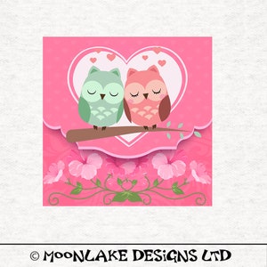 Owls, Love and Romance, Valenine Owls. Fabric Craft Panels 100% Cotton or Polyester