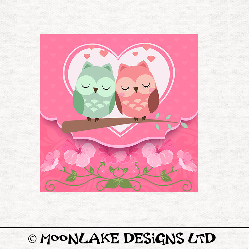 Owls, Love and Romance, Valenine Owls. Fabric Craft Panels 100% Cotton or Polyester