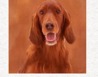 Dog Red Setter, Oil painted Red Setter Fabric Craft Panels in 100% Cotton or Polyester