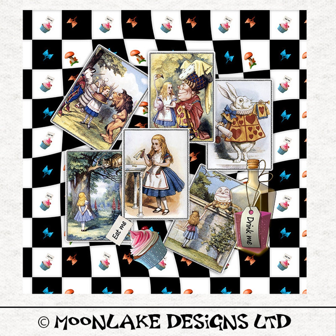 Alice Wonderland, Checkerboard Post Card Design | Fabric Craft