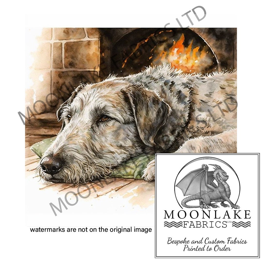 Irish Wolfhound Warming by the Hearth 100 Natural Cotton or 290gsm