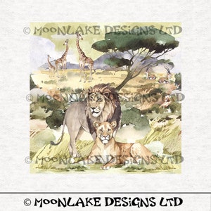 Savanna Lion Fabric Panel Square 100% Cotton or Polyester