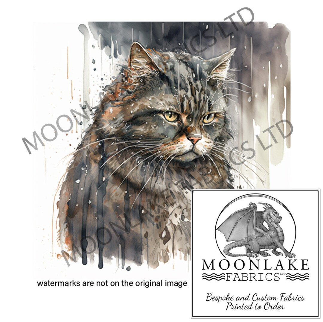 Cat Grumpy in the Rain 100% Natural Cotton or 290gsm Thick Soft ...