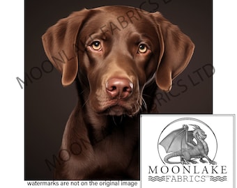 Paneles de tela para manualidades con retrato de Labrador Retriever color chocolate, 100 % algodón o poliéster