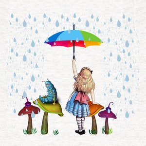 Alice Wonderland,Alice Rain, Isolated. Fabric Craft Panels in 100% Cotton or Polyester