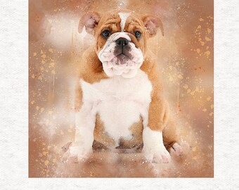 Bulldog, British Bulldog,  watercolor splatter grunge  | Sewing | Craft | Printed Fabric
