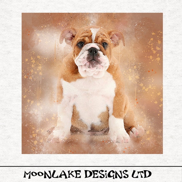 Bulldog, British Bulldog,  watercolor splatter grunge  | Sewing | Craft | Printed Fabric