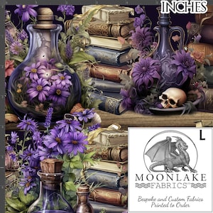 Witches Library repeat 100% Cotton 130gsm Sewing Fabric Meters/Yards Size: 111.39cm wide (44 inches)