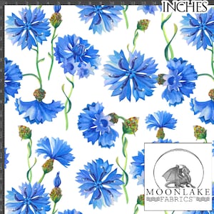 Tela Floral Aciano dos tamaños, Tela 100% Algodón 130gsm - Tamaño: 111.39cm de ancho (44 pulgadas)