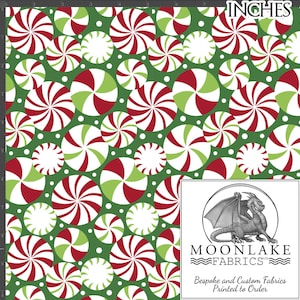 Christmas peppermint candy repeat Fabric 100% Natural Cotton 130 gsm Size: 111.39cm wide (44 inches)
