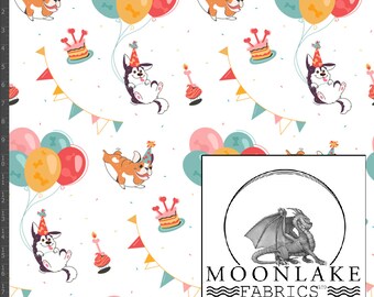 Birthday Dogs Fabric 100% Cotton 130gsm -Size: 111.39cm wide (44 inches)
