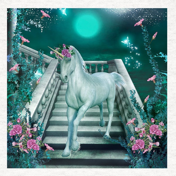 Unicorn. Spring Unicorn,  Fabric Craft Panels in 100% Cotton or Polyester