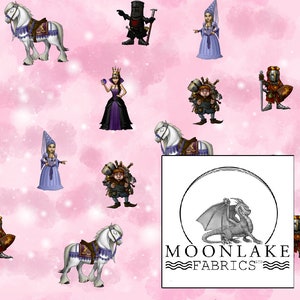 Fantasy Knights Charger Evil Queens and of course a fair maiden, fun 100% Cotton 130gsm Poplin Fabric