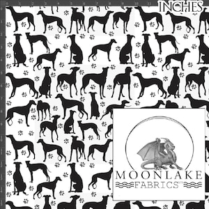 Greyhound Silhouette, Fabric 100% Cotton 130gsm Poplin - Size: 111.39cm wide (44 inches)