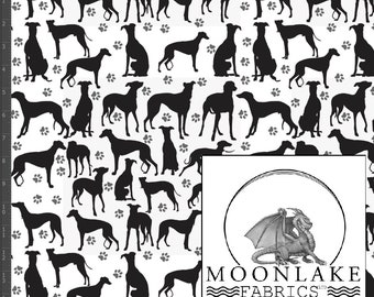 Greyhound Silhouette, Fabric 100% Cotton 130gsm Poplin - Size: 111.39cm wide (44 inches)