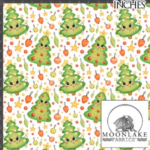 Happy Christmas Trees Fabric 100% Quality Cotton Poplin Fabric *exclusive*