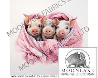 Varkens in dekens Stoffen panelen van 100% katoen of polyester