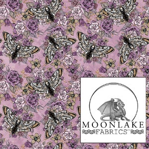 Gothic Night Wish Kollektion Death Moth Stoff 100% Baumwolle 130gsm Popeline - Größe: 111.39cm breit (44 Zoll)