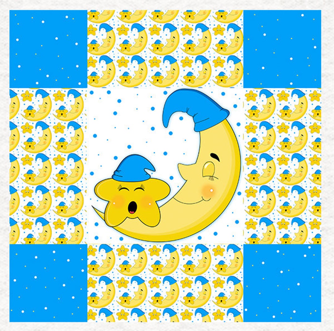 Mond und Sterne Kindergarten Stoff Handwerk Panels 100