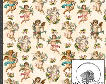 Vintage Cherubs 100% Quality Cotton Poplin Fabric *Exclusive* Vintage Images Size: 111.39cm wide (44 inches)