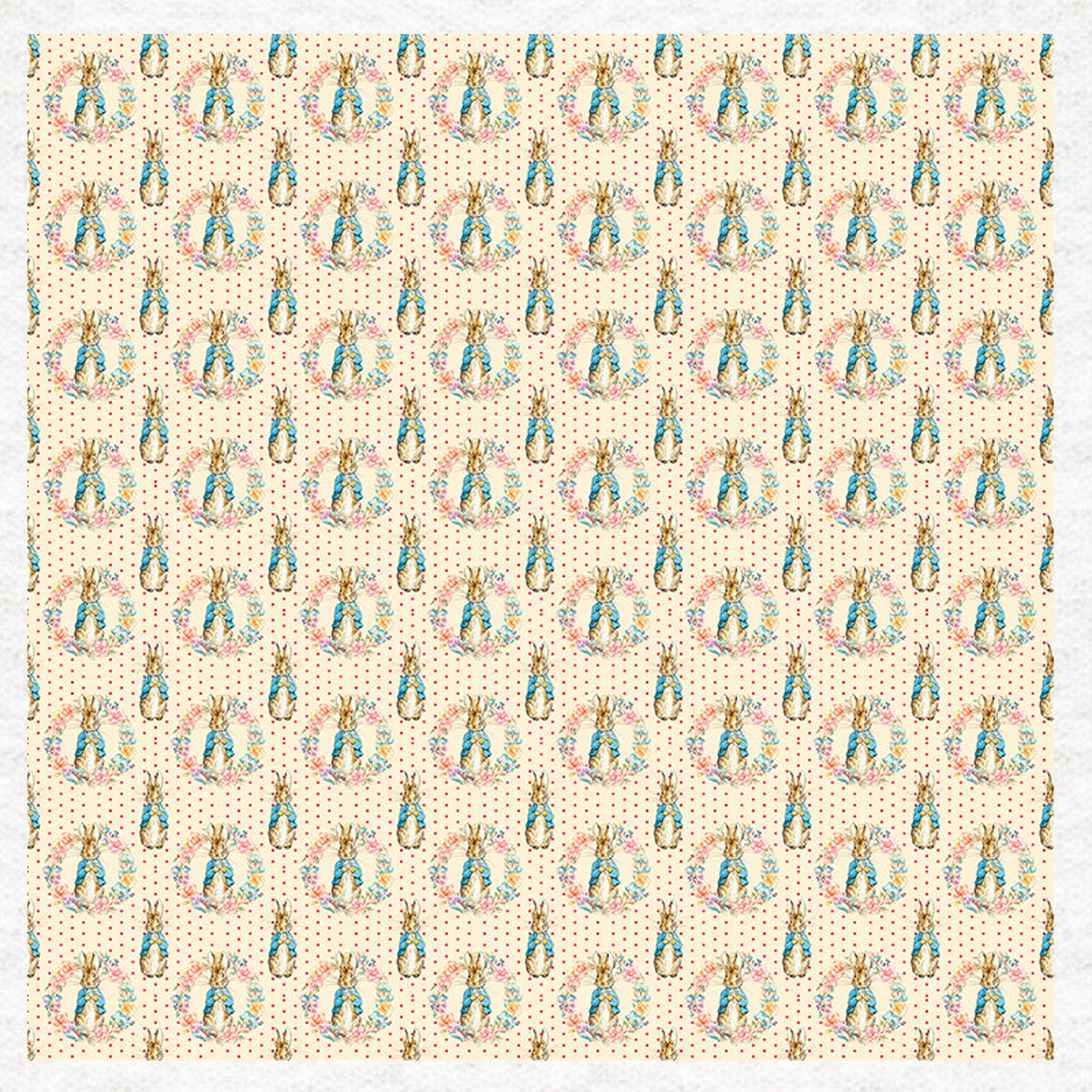 Peter Rabbit Pattern Background Peter Rabbit. All Over Peter Pattern With Floral Wreaths - Etsy