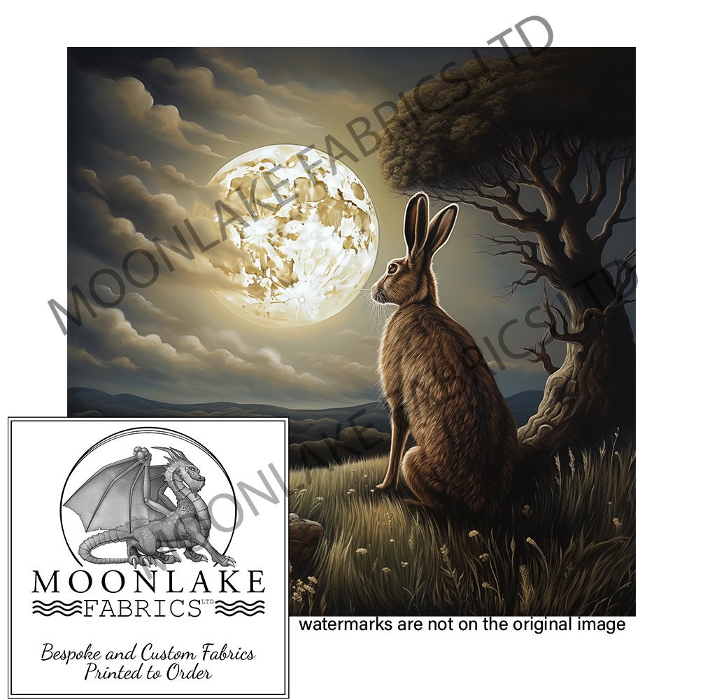 Hare in the Moonlight Moon Struck Fabric Craft Panels 100% Cotton or ...