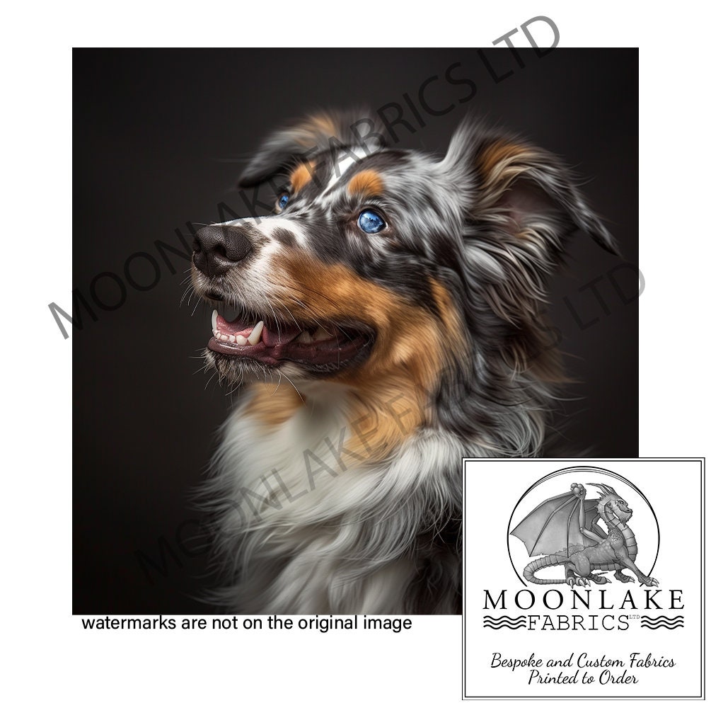 Australian Shepherd links 100% natuurlijk katoen of 290 gsm dikke zachte polyester stof paneelvierkanten