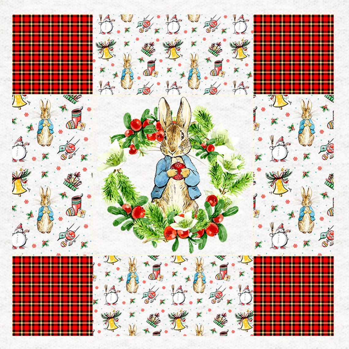 Peter Rabbit Fabric Christmas False Gingham Edges Etsy