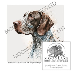 Pointer Dog Left Profile 100% Natural Cotton or 290gsm thick soft Polyester Fabric Panel Squares