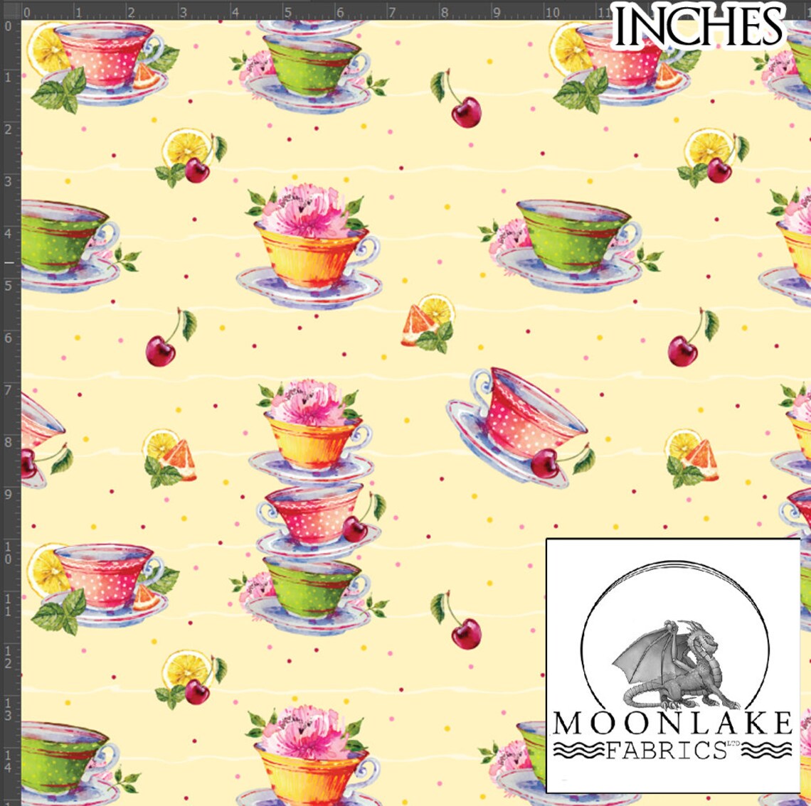 Teacup Tea Cups Fabric 100 Quality Cotton Poplin Fabric Etsy