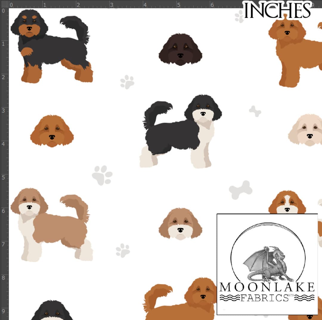 Cavapoo Repeat Pattern 100% Quality Cotton Poplin Fabric - Size: 111 ...