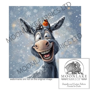 Donkey Laughing 100% Natural Cotton or 290gsm thick soft Polyester Fabric Panel Squares